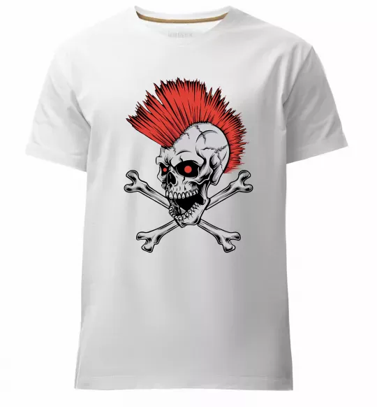 Чоловіча преміум футболка Череп з ірокезом Білий фото