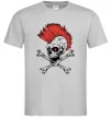 Мужская футболка Череп з ірокезом Серый фото