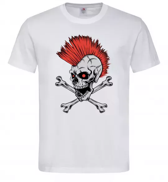 Мужская футболка Череп з ірокезом Белый фото