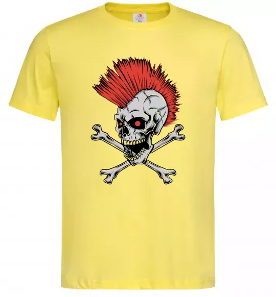 Мужская футболка Череп з ірокезом Лимонный фото