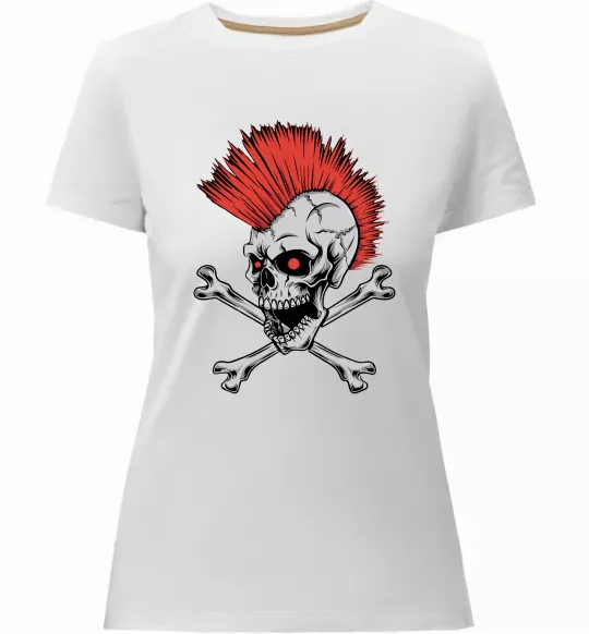 Жіноча преміум футболка Череп з ірокезом Білий фото