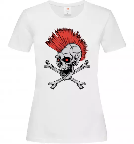 Женская футболка Череп з ірокезом Белый фото