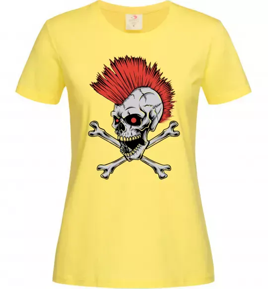 Женская футболка Череп з ірокезом Лимонный фото