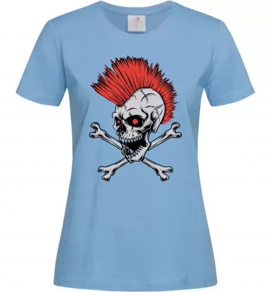 Женская футболка Череп з ірокезом Голубой фото