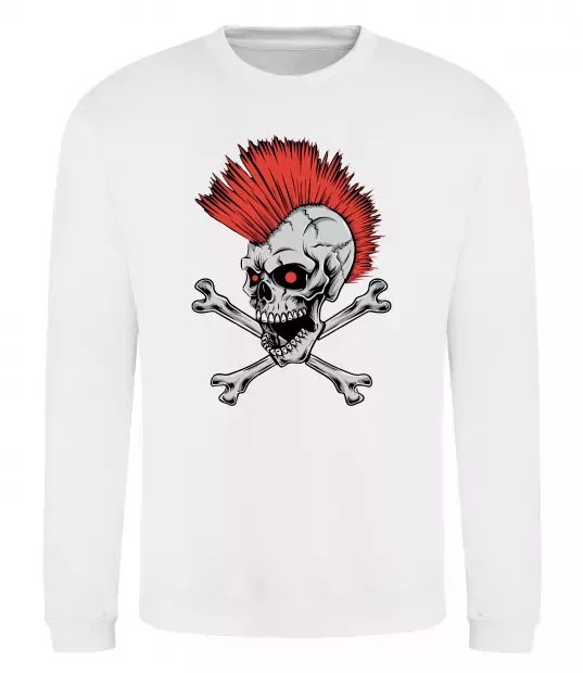 Свитшот Череп з ірокезом Белый фото