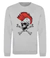 Свитшот Череп з ірокезом Серый меланж фото