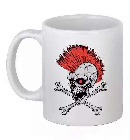 Чашка керамическая Череп з ірокезом Белый фото