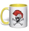 Чашка с цветной ручкой Череп з ірокезом Солнечно желтый фото