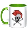 Чашка с цветной ручкой Череп з ірокезом Зеленый фото