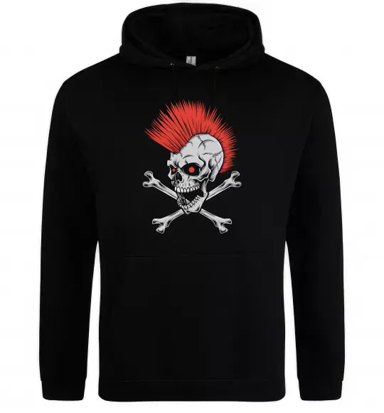 Жіноча толстовка (худі) Череп з ірокезом Чорний фото