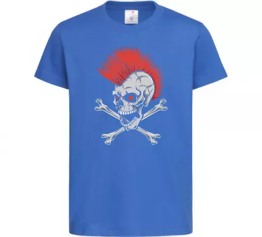 Дитяча футболка Череп з ірокезом Яскраво-синій фото
