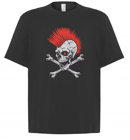 Футболка Оверсайз Череп з ірокезом Черный фото