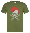 Мужская футболка Череп з ірокезом Оливковый фото