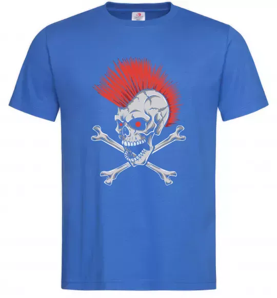 Мужская футболка Череп з ірокезом Ярко-синий фото