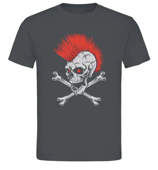 Мужская футболка Череп з ірокезом Графит фото