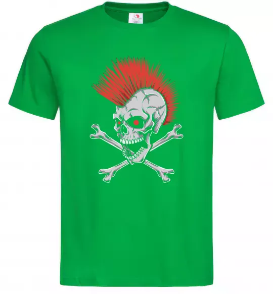 Мужская футболка Череп з ірокезом Зеленый фото