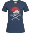 Женская футболка Череп з ірокезом Темно-синий фото