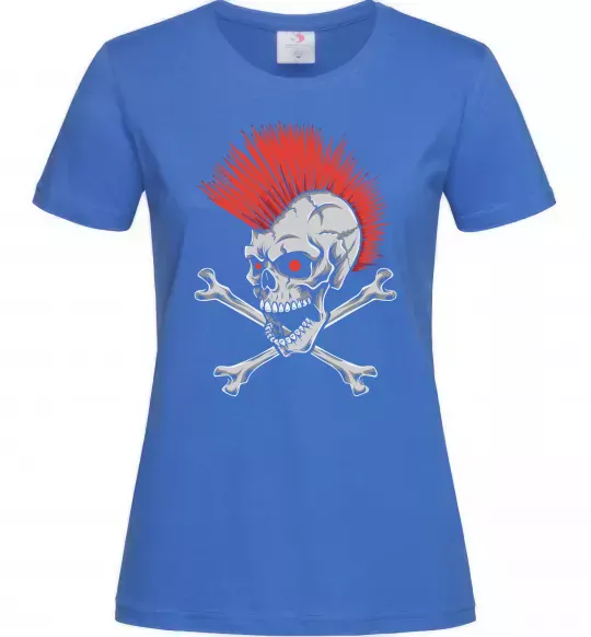 Женская футболка Череп з ірокезом Ярко-синий фото