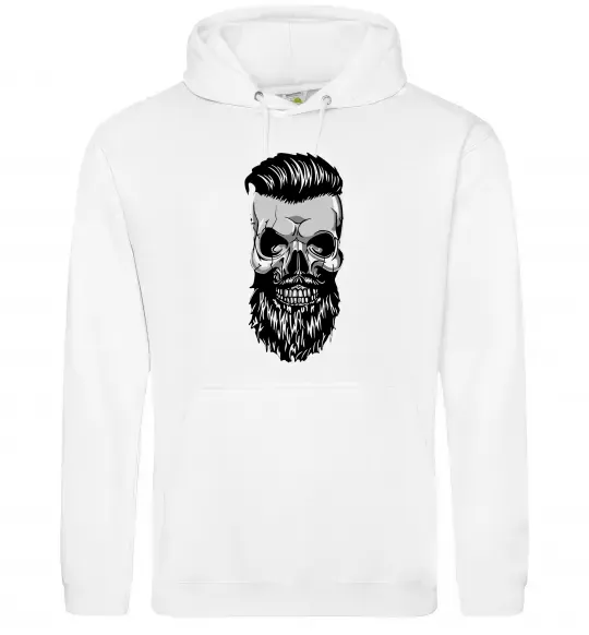 Мужская толстовка (худи) Череп з бородою Белый фото