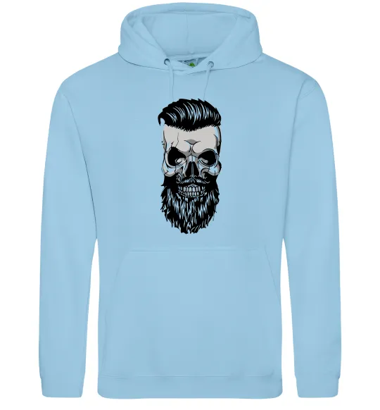 Мужская толстовка (худи) Череп з бородою Голубой фото