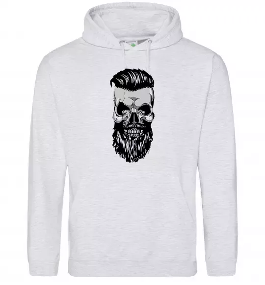 Женская толстовка (худи) Череп з бородою Серый меланж фото