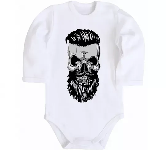 Детский боди Череп з бородою Белый фото