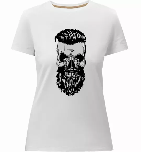 Жіноча преміум футболка Череп з бородою Білий фото