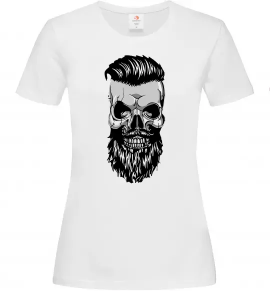 Женская футболка Череп з бородою Белый фото