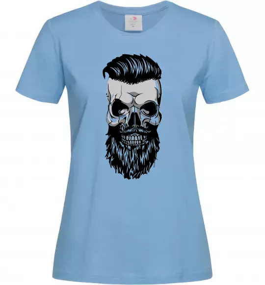 Женская футболка Череп з бородою Голубой фото