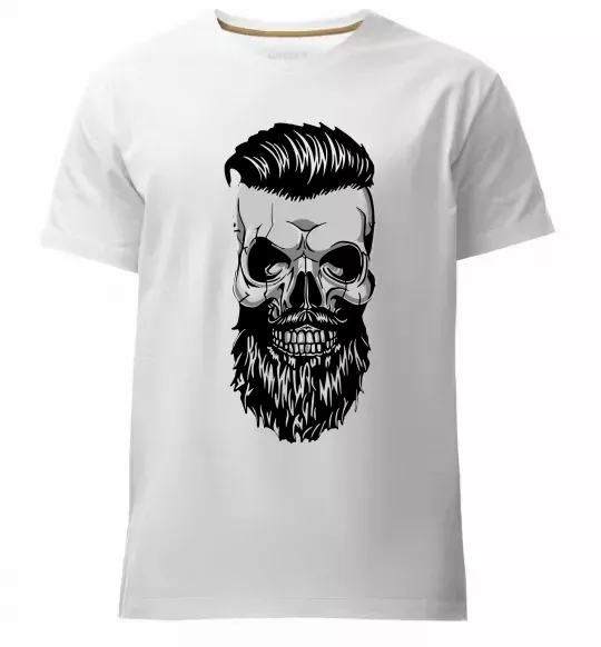 Мужская премиум футболка Череп з бородою Белый фото