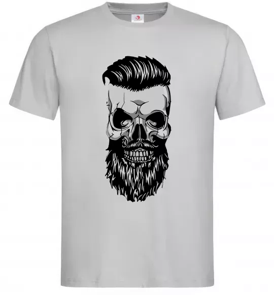 Мужская футболка Череп з бородою Серый фото