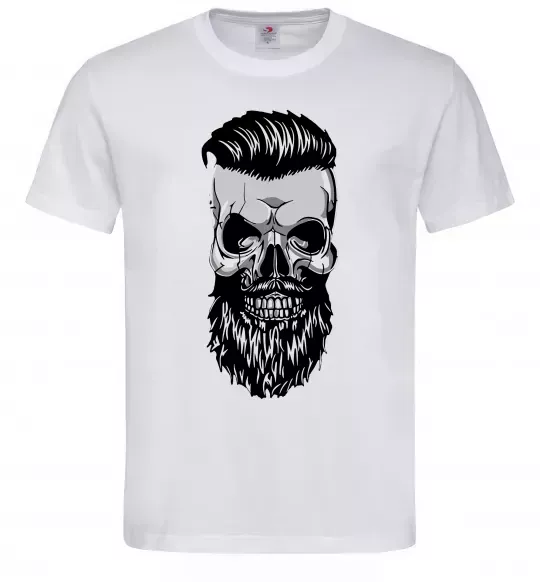 Мужская футболка Череп з бородою Белый фото
