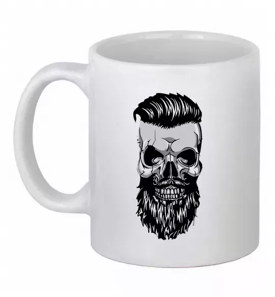 Чашка керамическая Череп з бородою Белый фото