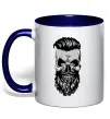 Чашка з кольоровою ручкою Череп з бородою Глибокий темно-синій фото