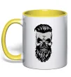 Чашка с цветной ручкой Череп з бородою Лимонный фото