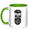 Чашка с цветной ручкой Череп з бородою Лаймовый фото