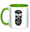 Чашка з кольоровою ручкою Череп з бородою Зелений фото