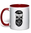 Чашка з кольоровою ручкою Череп з бородою Червоний фото