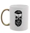 Чашка з кольоровою ручкою Череп з бородою Золото фото