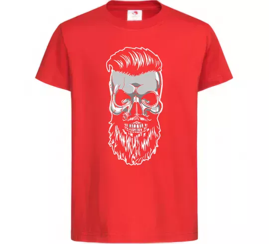 Дитяча футболка Череп з бородою Червоний фото