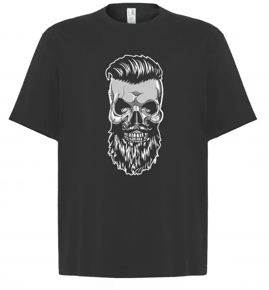 Футболка Оверсайз Череп з бородою Черный фото