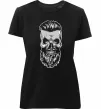 Жіноча преміум футболка Череп з бородою Чорний фото