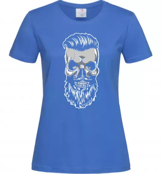 Женская футболка Череп з бородою Ярко-синий фото