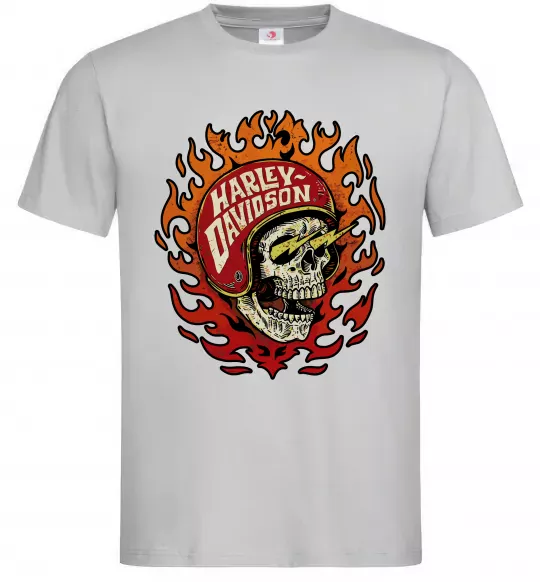 Мужская футболка Harley Davidson skull Серый фото