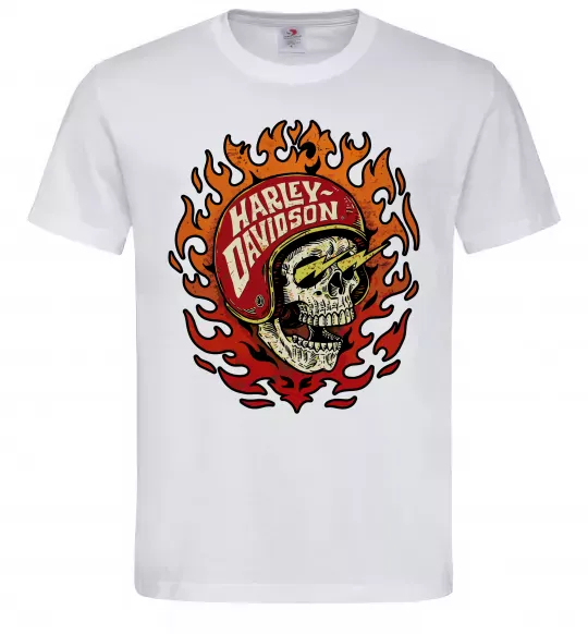 Мужская футболка Harley Davidson skull Белый фото
