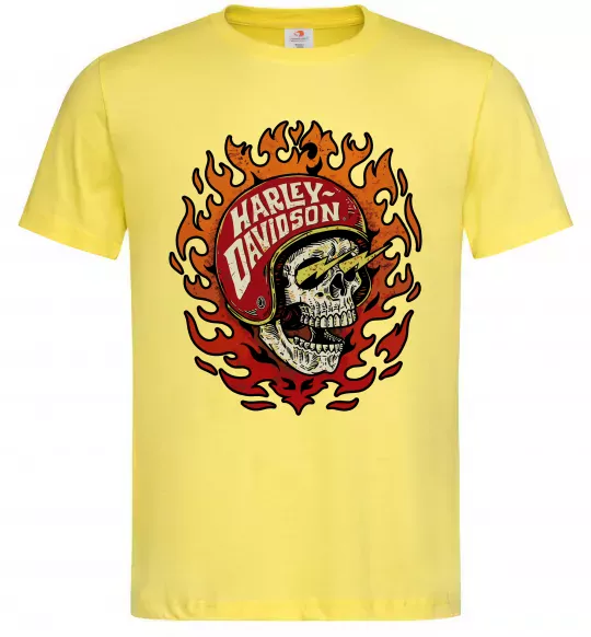 Мужская футболка Harley Davidson skull Лимонный фото