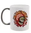 Чашка з кольоровою ручкою Harley Davidson skull Срібло фото