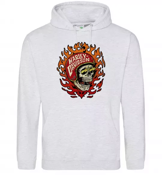 Чоловіча толстовка (худі) Harley Davidson skull Сірий меланж фото