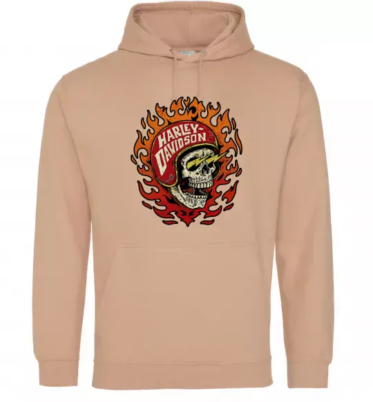 Чоловіча толстовка (худі) Harley Davidson skull Пісочний фото