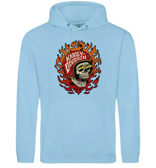 Женская толстовка (худи) Harley Davidson skull Голубой фото